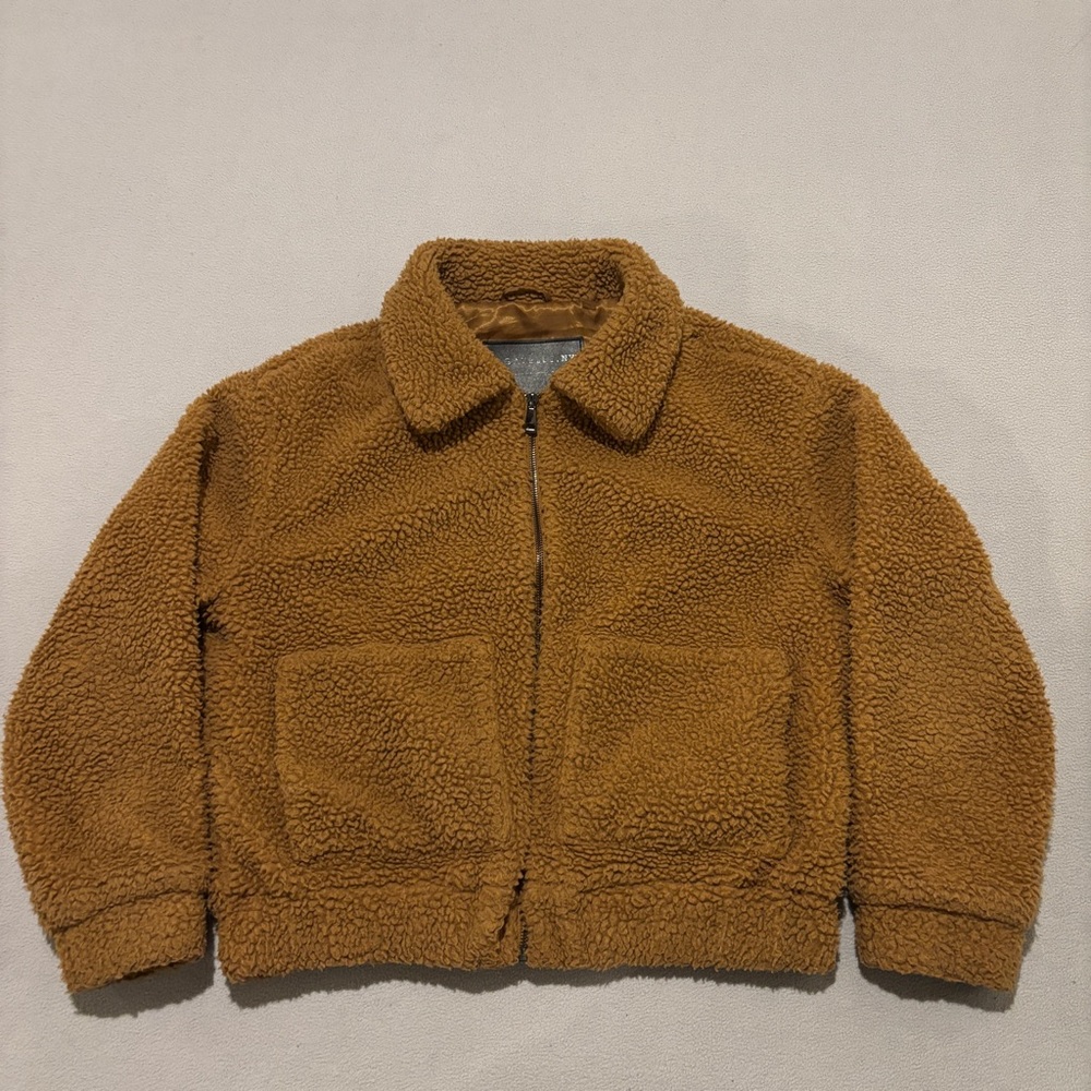Bagatelle NYC Sherpa Jacket Size Medium Brown Full Zip Fall Chic Outdoor